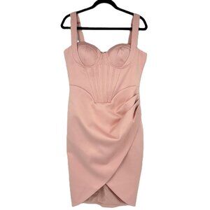 Lavish Alice Brooklyn Corset Bustier Top Sleeveless Satin Mini Dress Pink 10